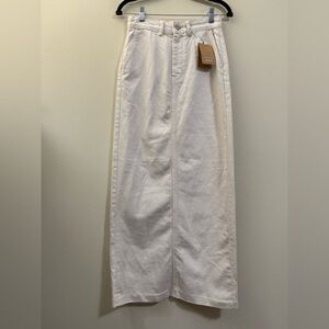 NWT Reformation‎ Anthropologie Myles Denim Maxi Skirt in Light Cream - 24